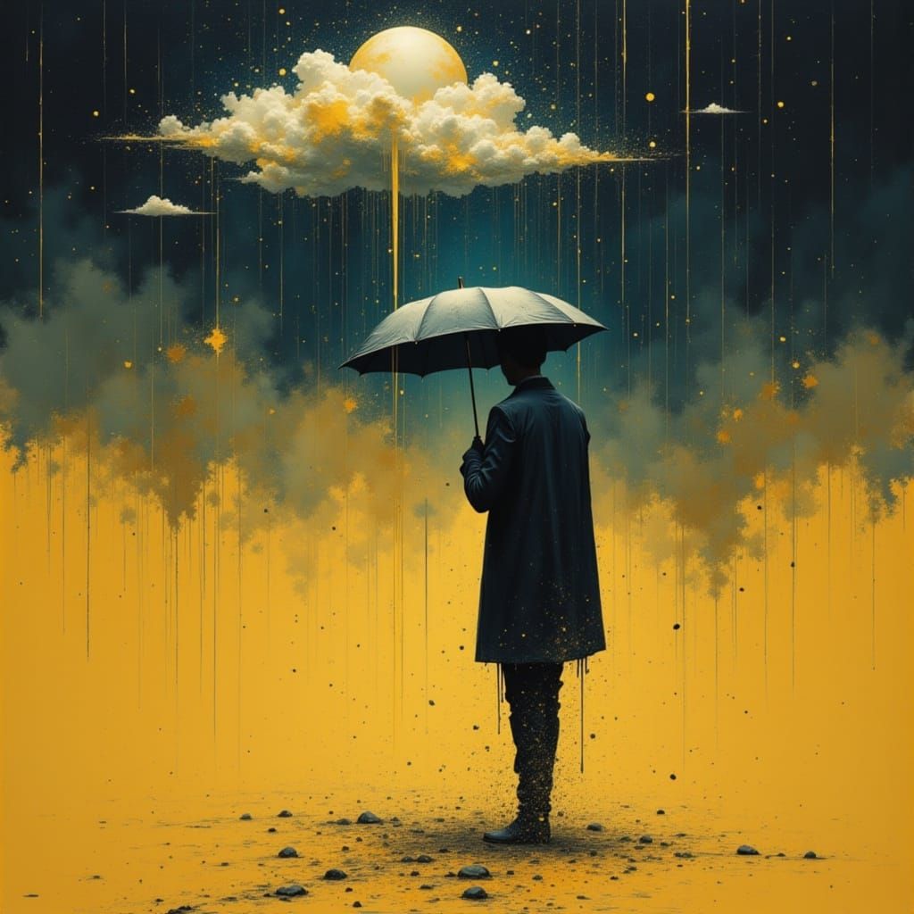 Surreal Desert Sandstorm Scene in Oil Painting Style