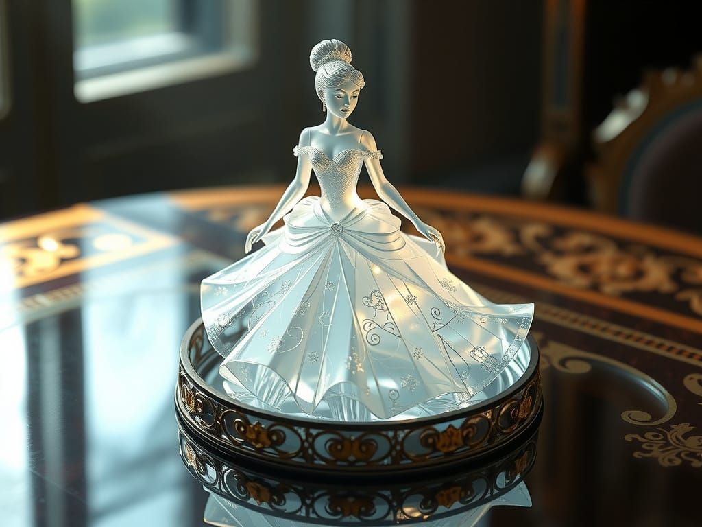 Ethereal Glass Cinderella in Art Deco Style
