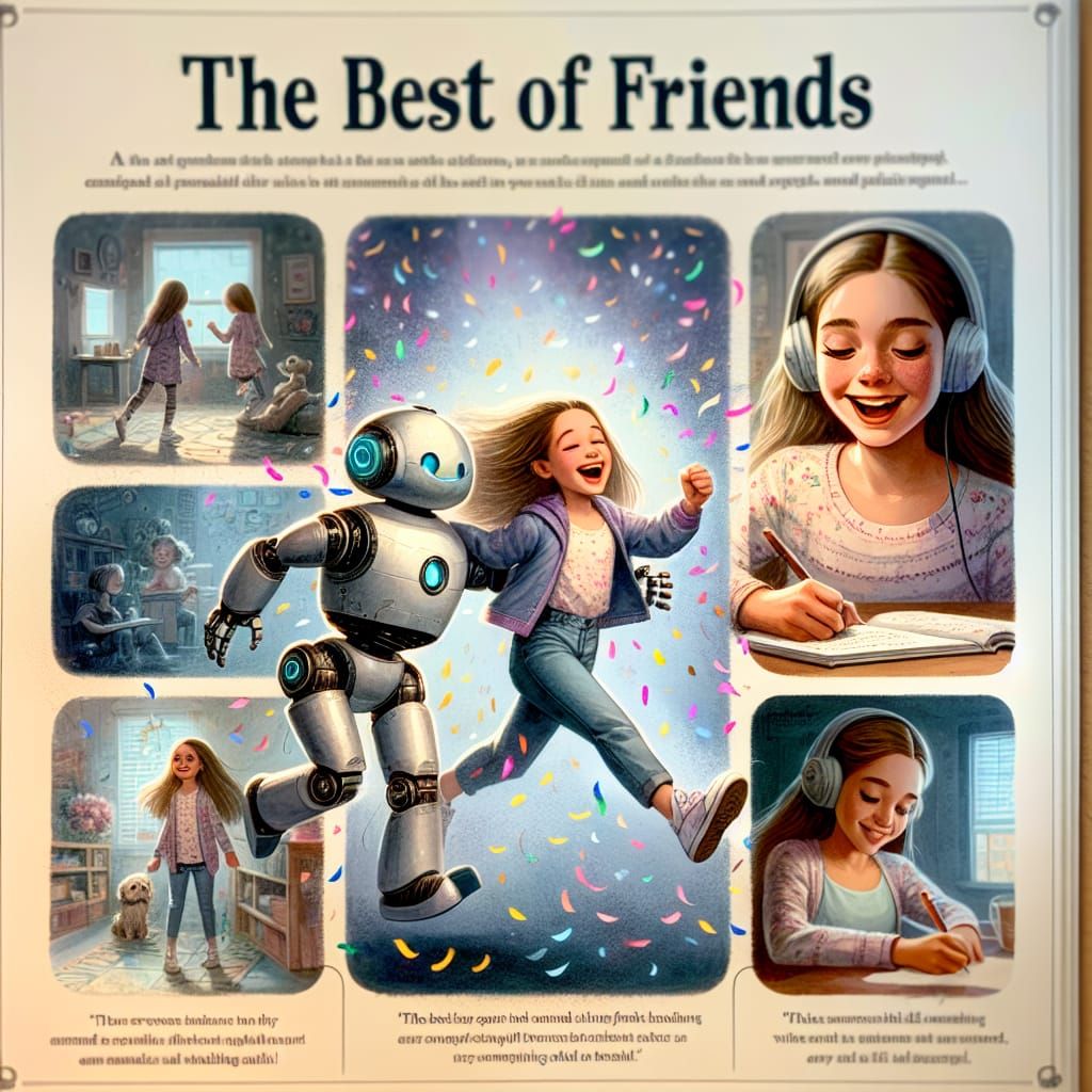 Girl and Robot: A Heartwarming Friendship Collage