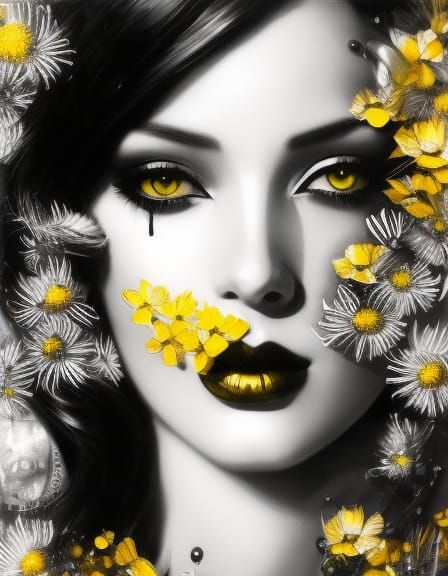 Cute Bumblebee in Prismatic Drip Painting Style