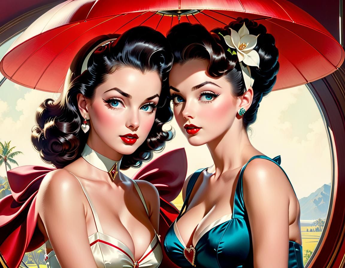 Romantic Scene at the Third Rail in Pin-Up Style