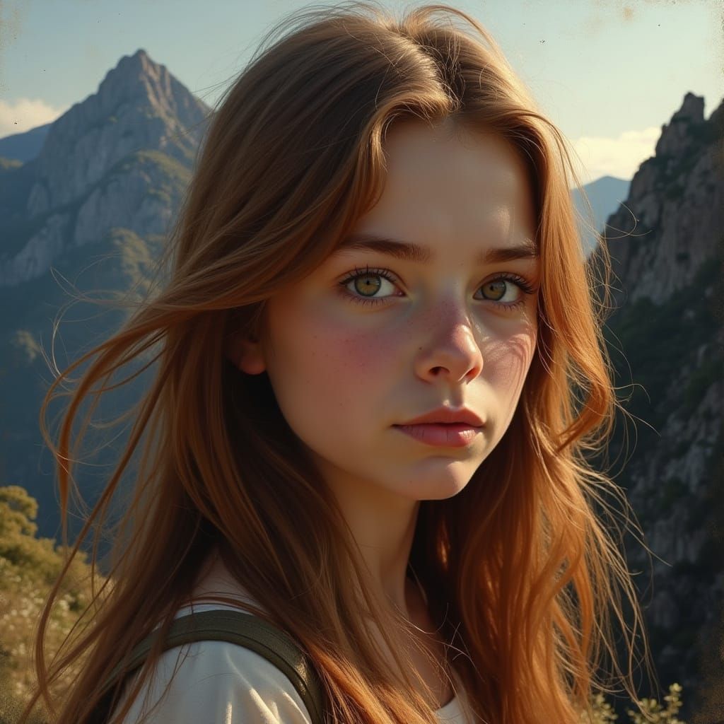 Mountain Daughter Portrait in Dramatic Painterly Style