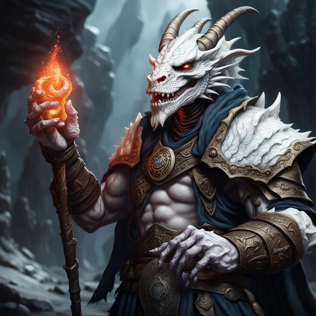 Dragonborn Sorcerer Barbarian with Necrotic Hand