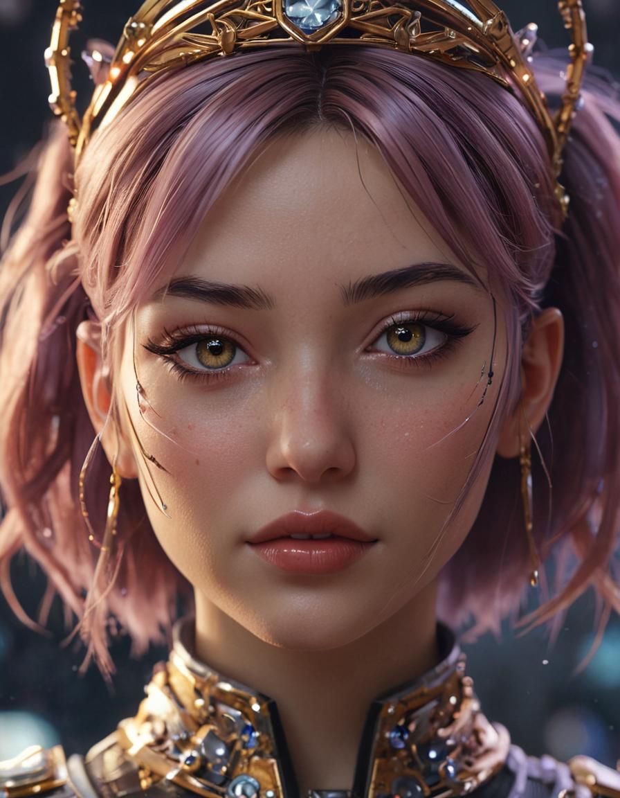 Cyberpunk Anime Princess with Cosmic Tiara