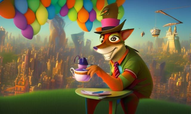 Zootopia Mad Hatter Tea Party: 3D Digital Art
