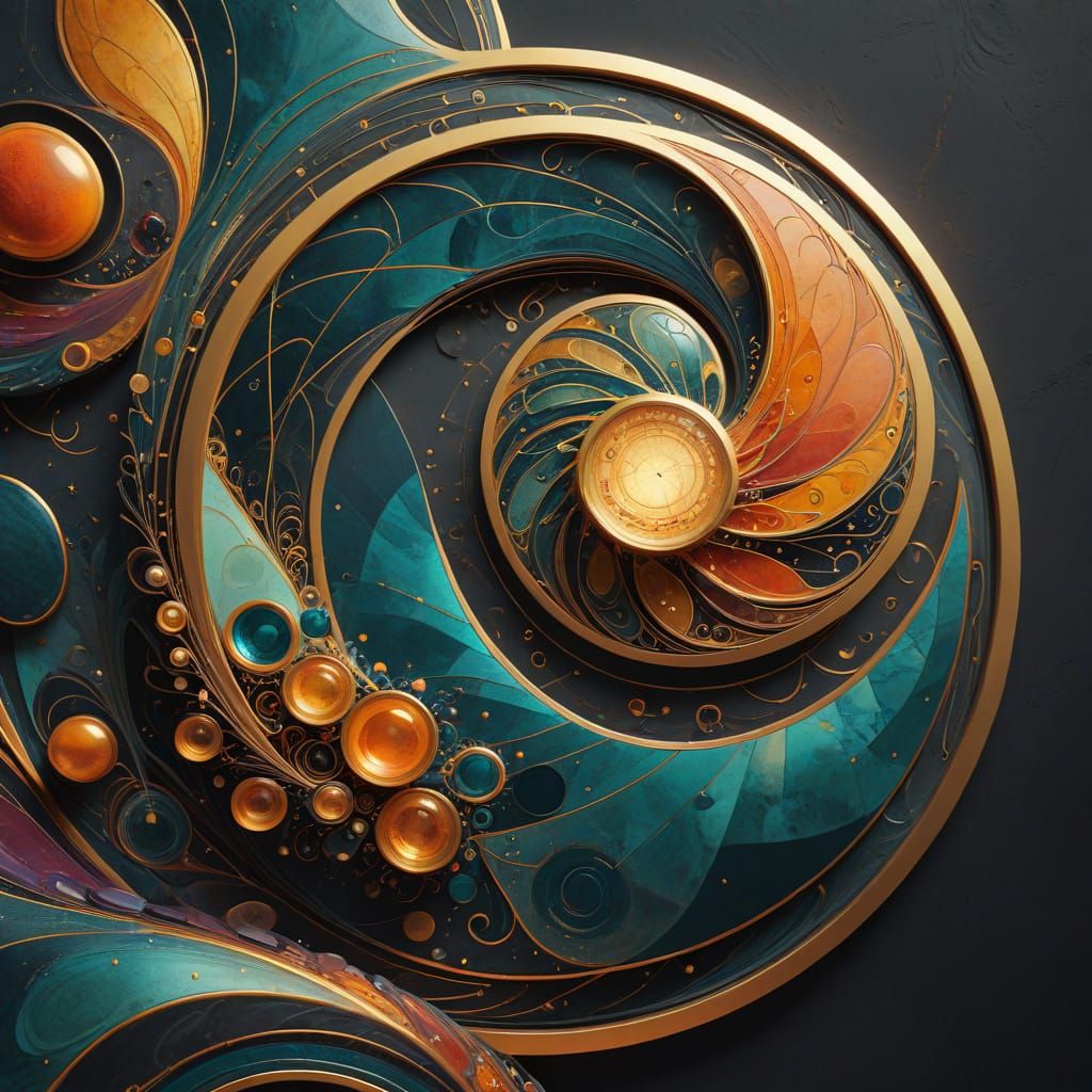 Vibrant Geometric Abstraction in Charcoal and Coral