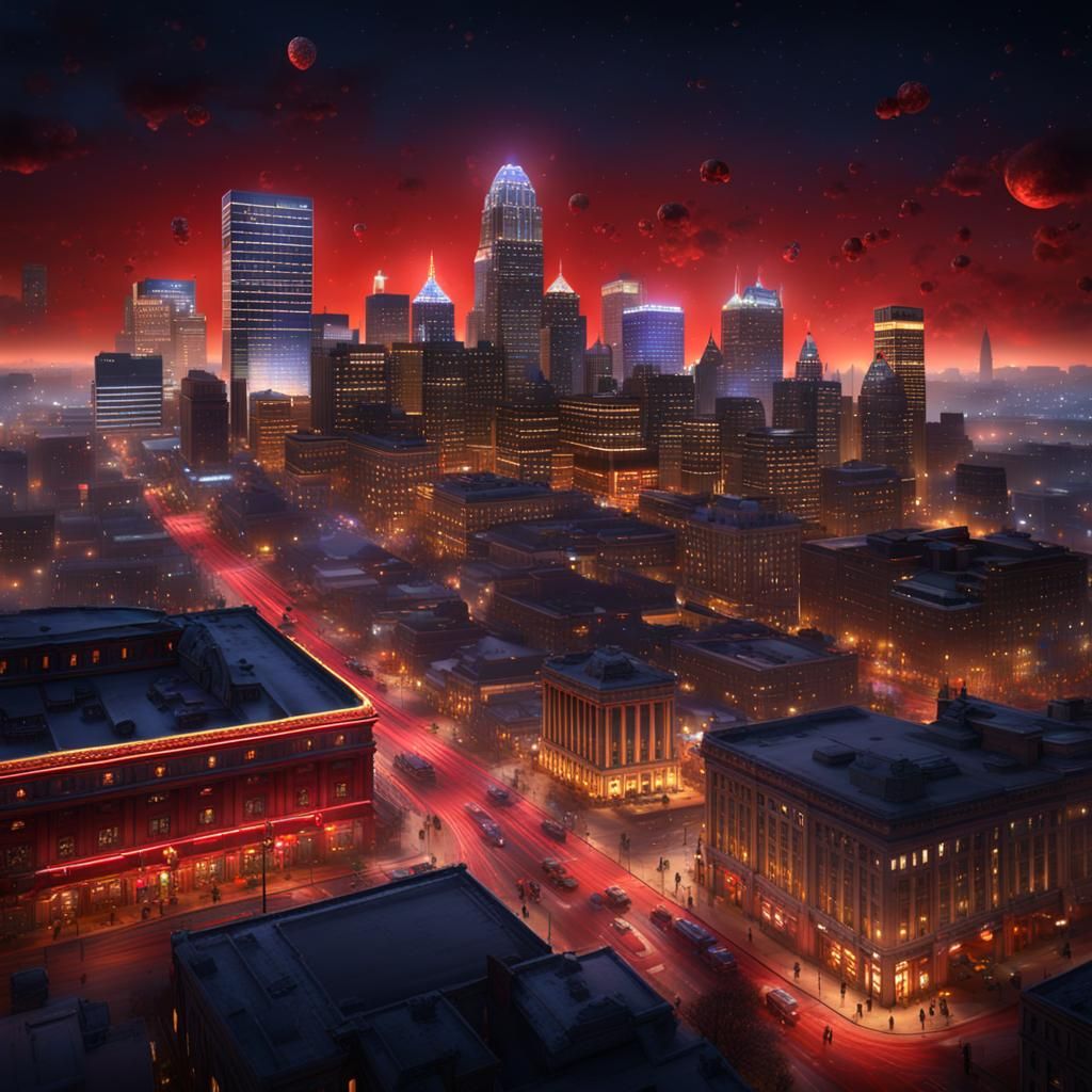 Kansas City Super Bowl Celebration: Detailed Matte Painting