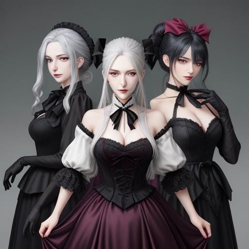 Anime Vampire Girl in Black Dress Digital Art