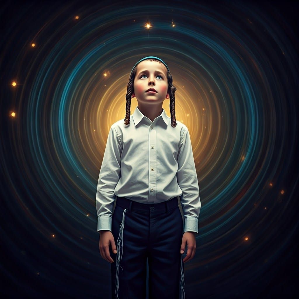 Mystical Ultra-Orthodox Boy in Matte Painting Style
