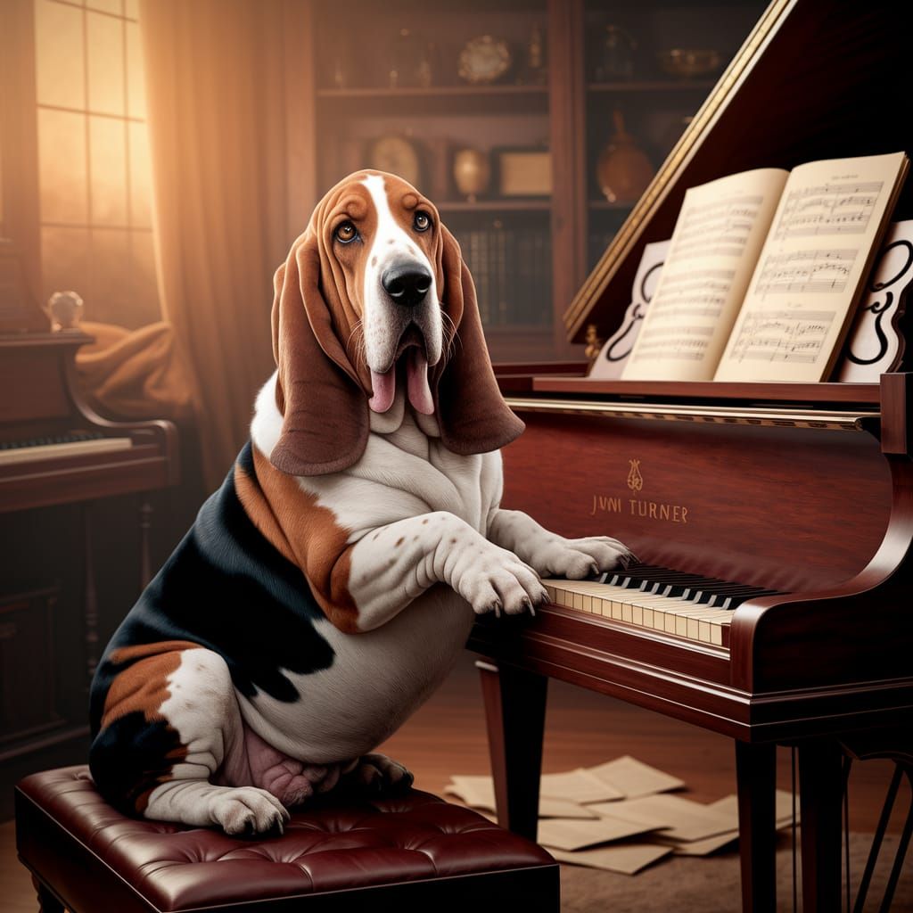 Basset Hound Composes Music in Turner & Schiele Style