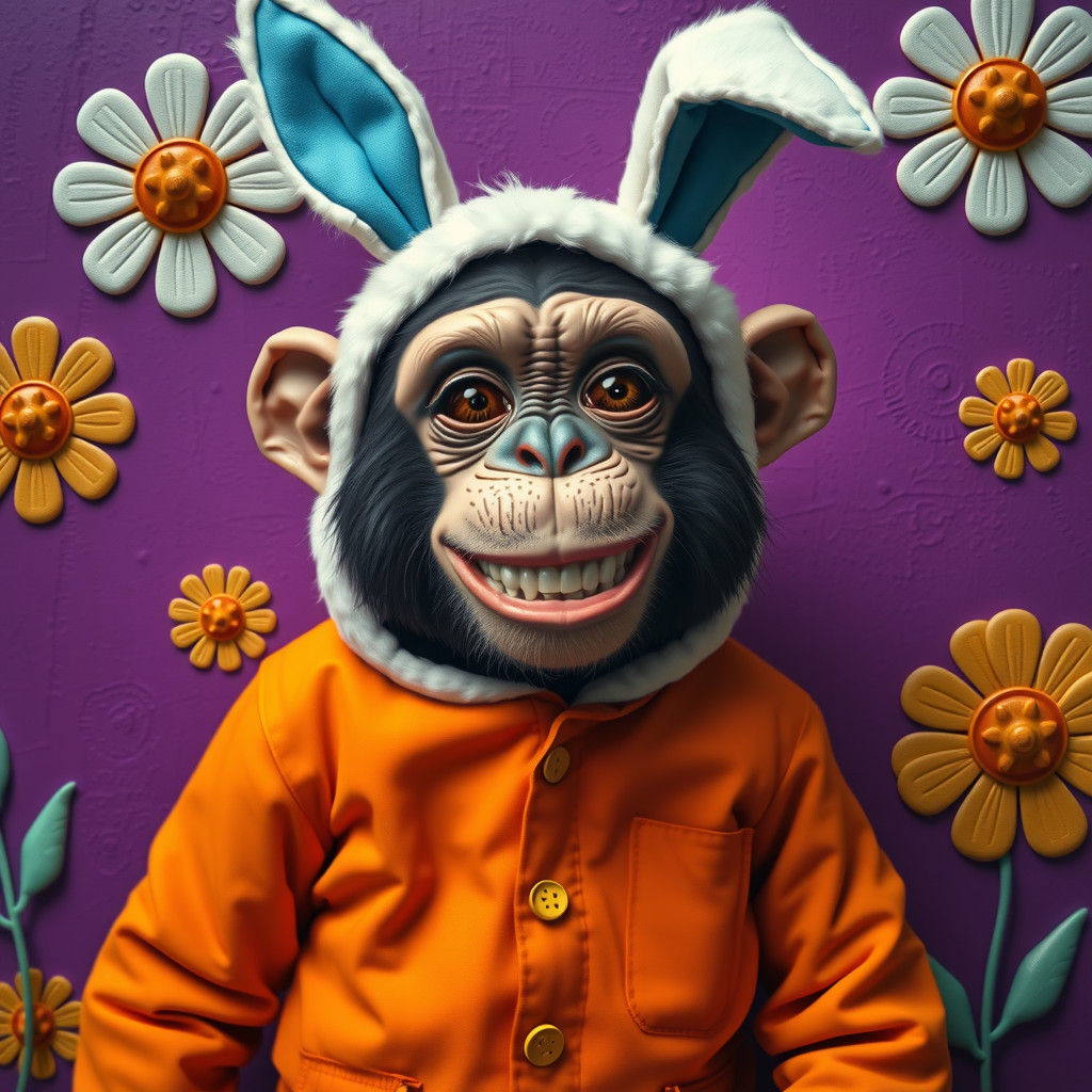 Chimpanzee in Rabbit Costume, Surrealist Style