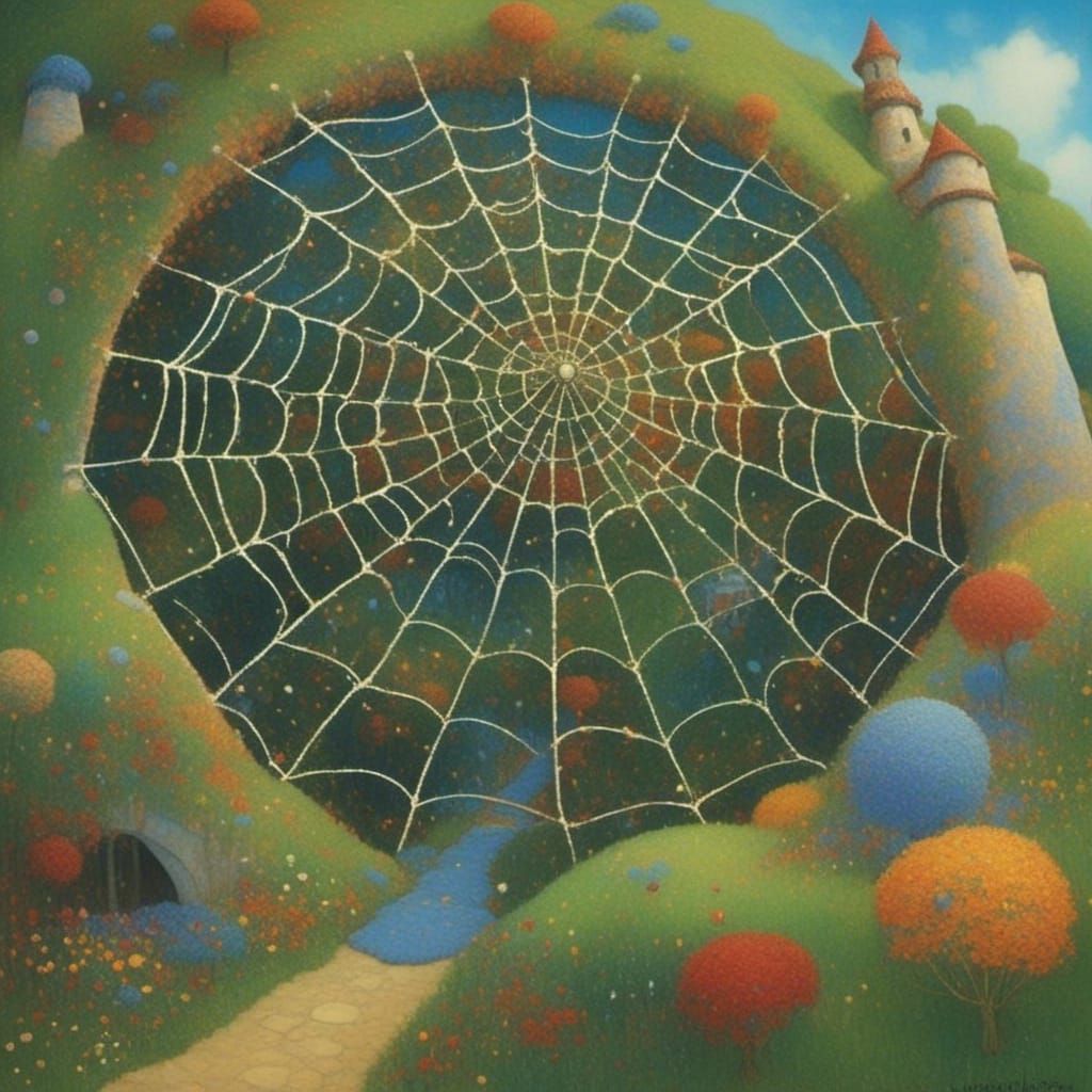 Intricate Black Spiderwebs in Fine Art Style