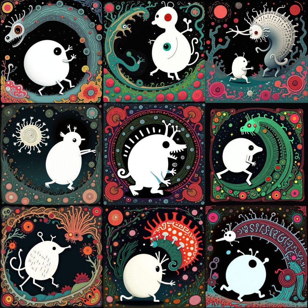 Cartoon Character Running From Floral Monster