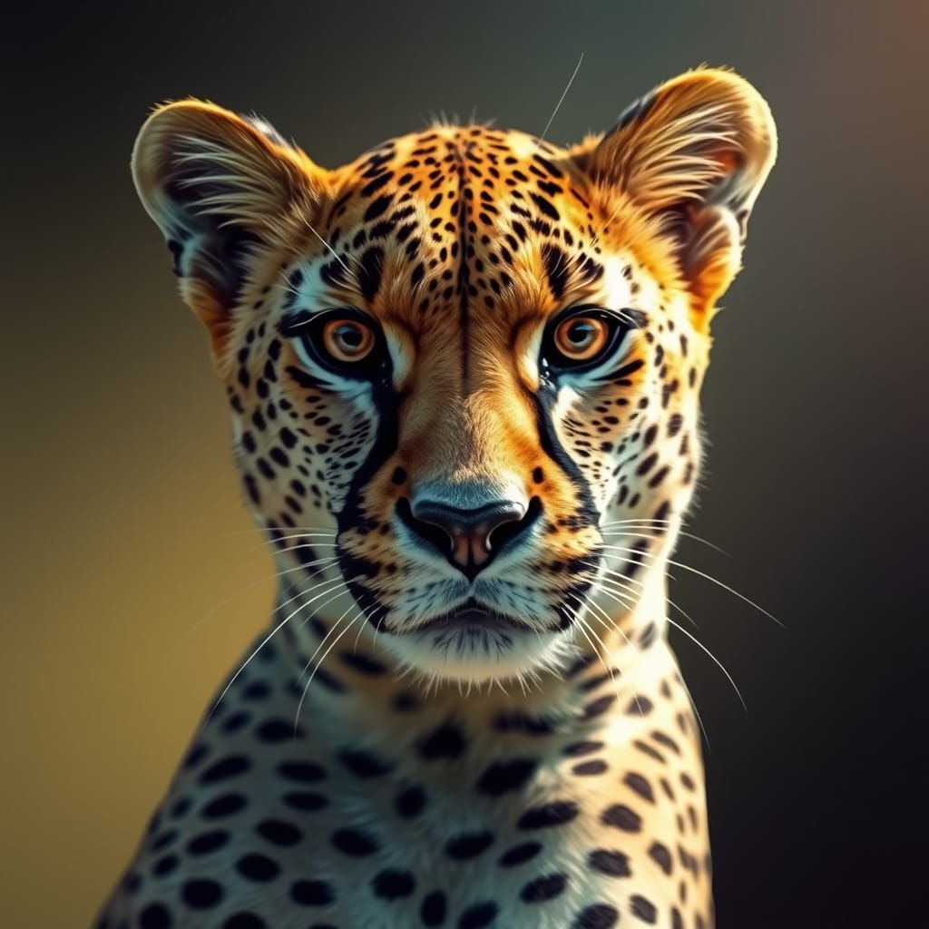 Geometric Abstraction: Prismatic Cheetah in Dynamic Lighting