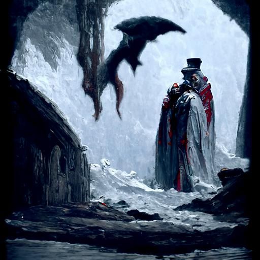 Dracula Portrait in Gothic Horror Style