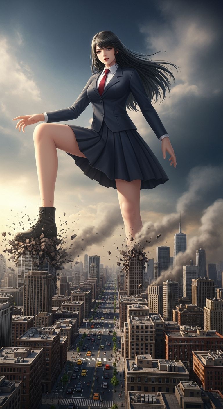 Colossal Giantess Destroys Miniature City