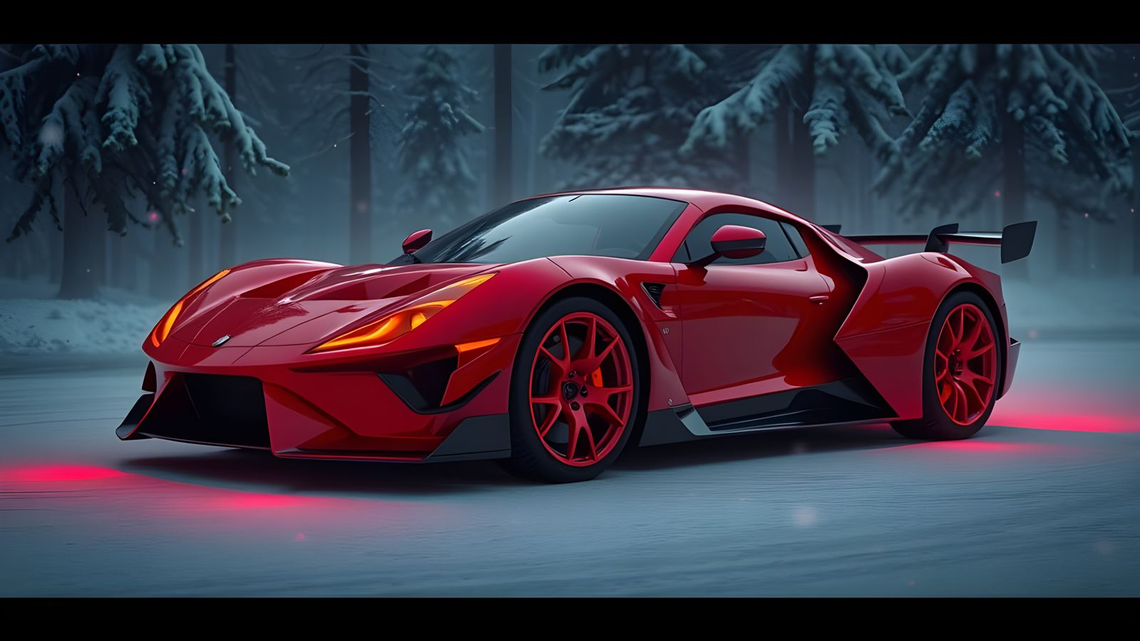 Winter Wonderland Hyper Car in Fiery Red