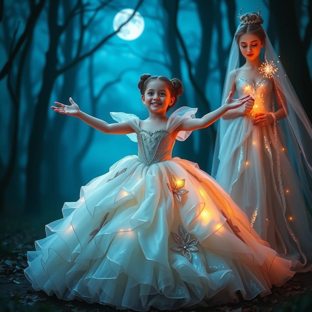 Cinderella's Enchanted Transformation in Mystical Forest