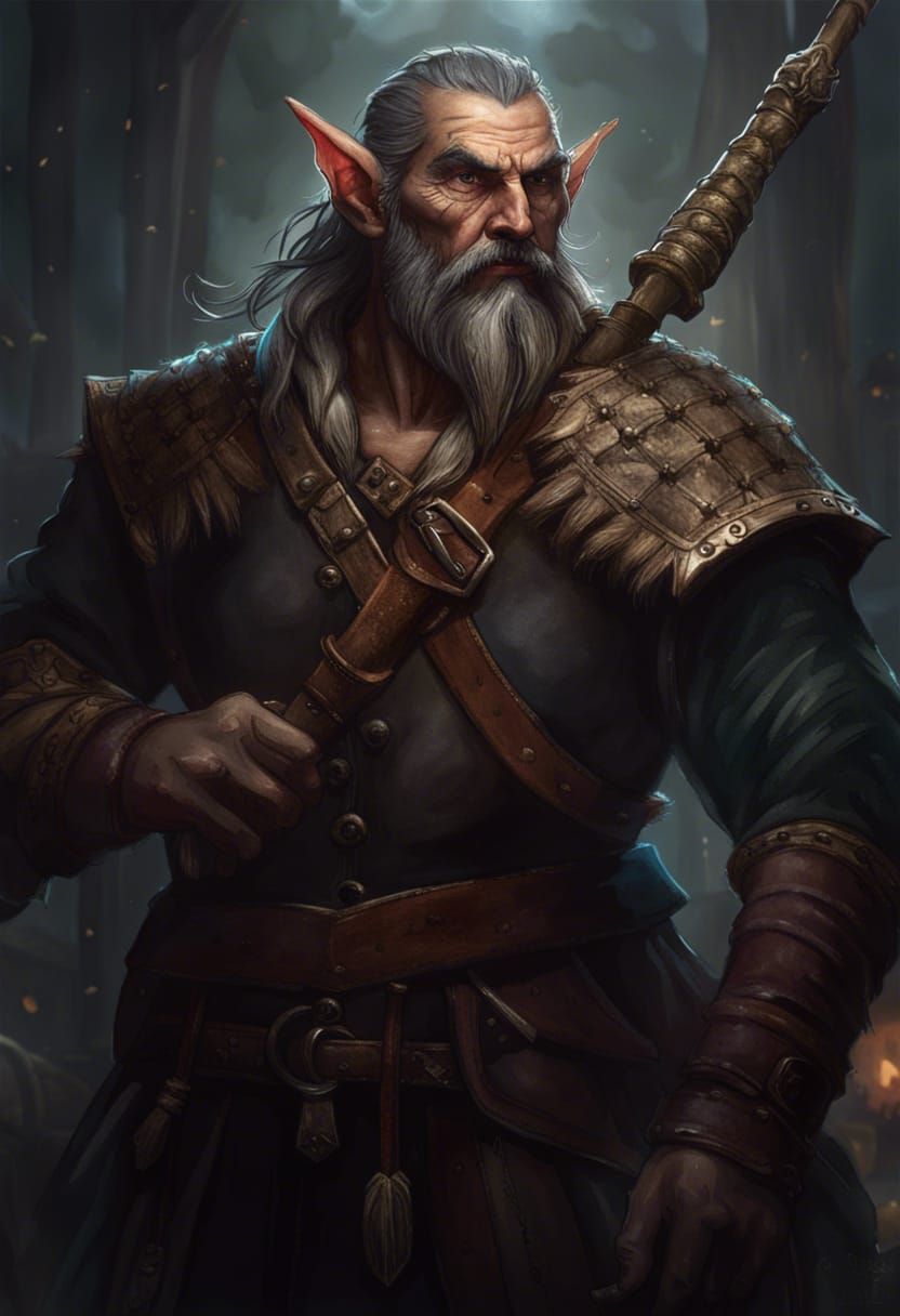 Epic Firbolg Bard Warrior in Dark Fantasy Style