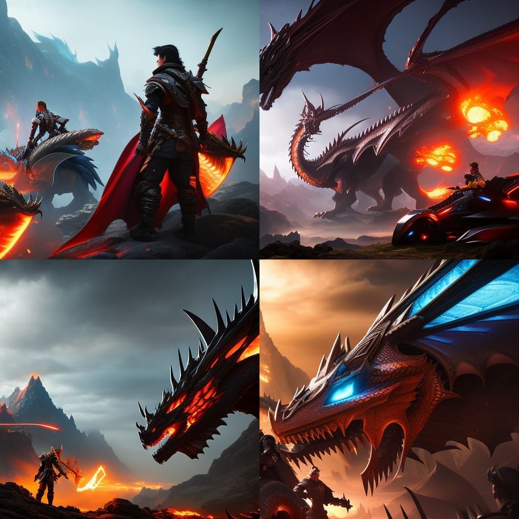 Epic Dragon Riders in Anime Fantasy Style