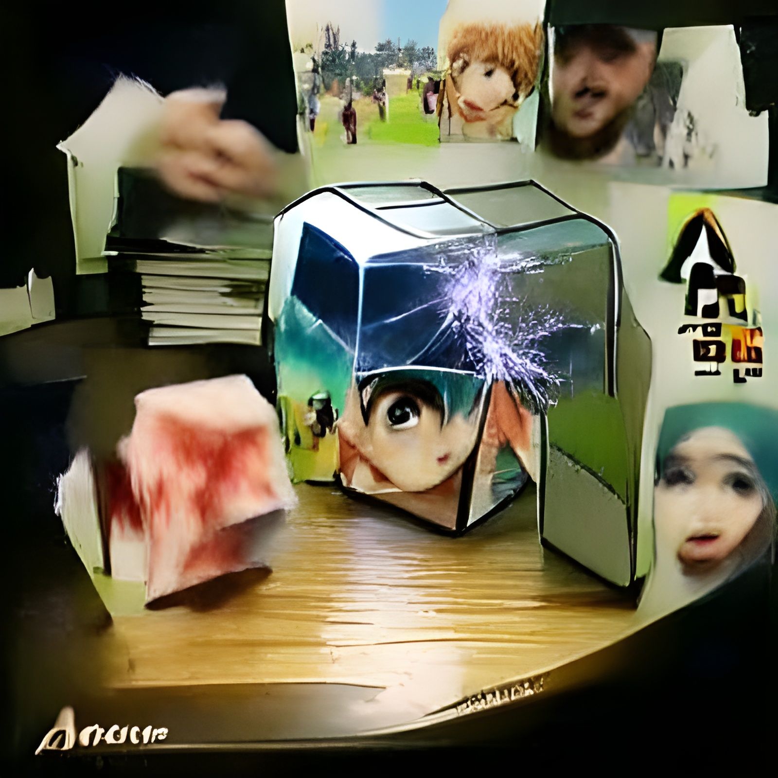 Anime Cube Exploding: Digital Rendering