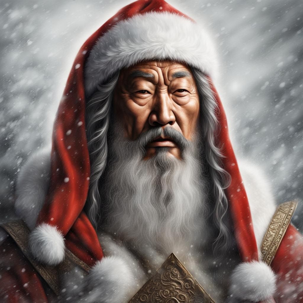 Genghis Khan as Santa Claus Portrait