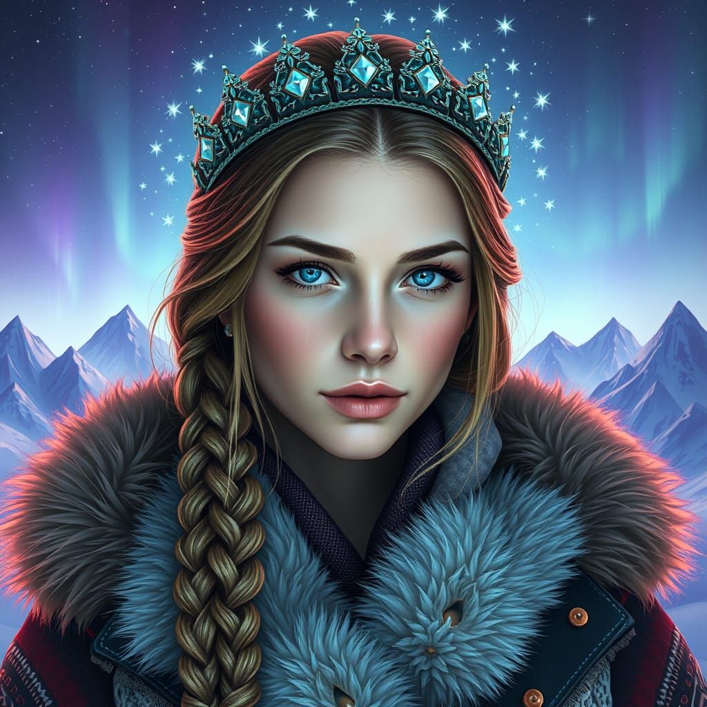 Stunning Saami Princess in Ethereal, Nordic Landscape