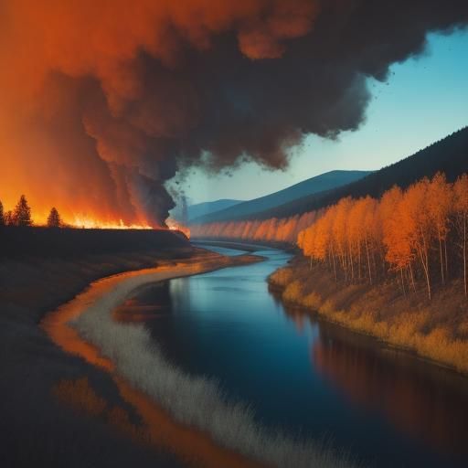 Wildfire Landscape Photography at Sunset