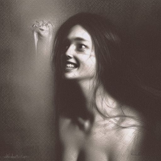 Forced Smile in Dark Gothic Horror Style