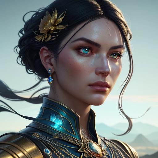 Gemstone Eyes Portrait in Hyper-Realistic Style