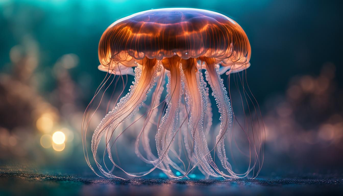 Bioluminescent Crystal Jellyfish in Deep Ocean