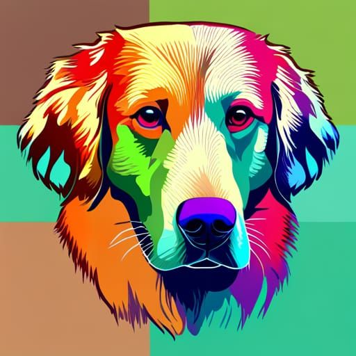 Golden Retriever in Pop Art Screen Print Style