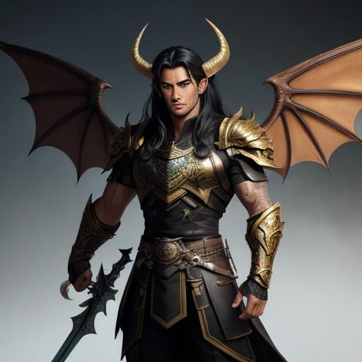 Dragon-Winged Warrior Portrait in Hyperdetailed Digital Art