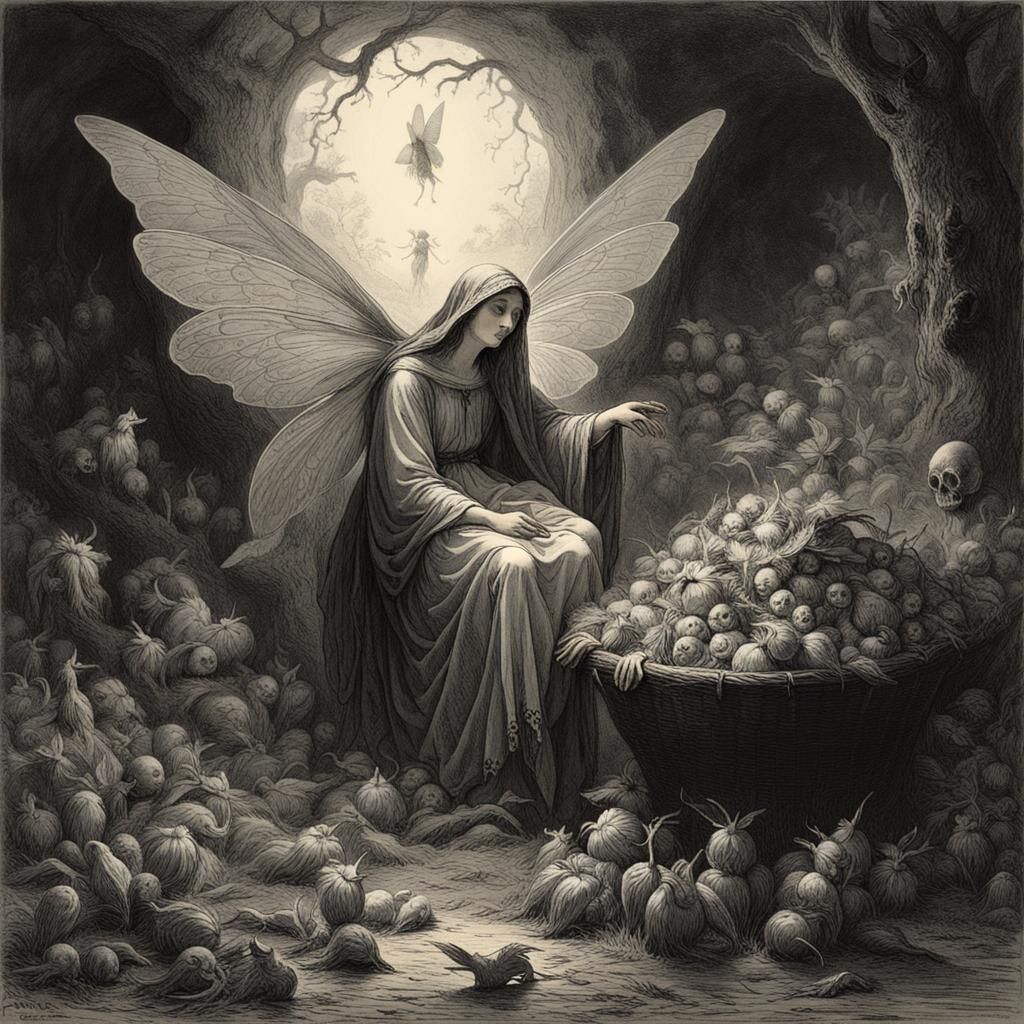 Queen Mab Fairy Midwife in Gothic Horror Style