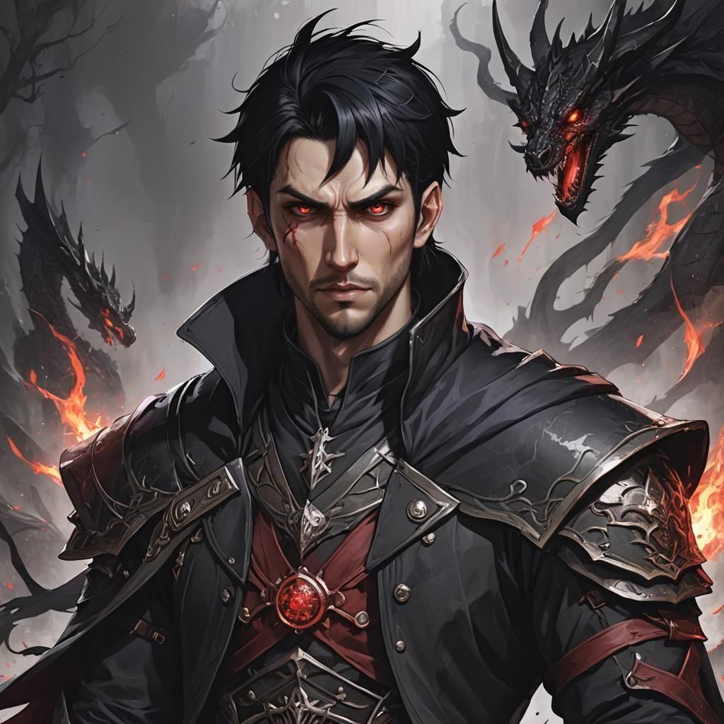 Anime Style Blood Mage with Determined Expression