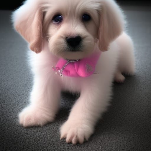 Hyperrealistic Fluffy Pink Puppy in HDR