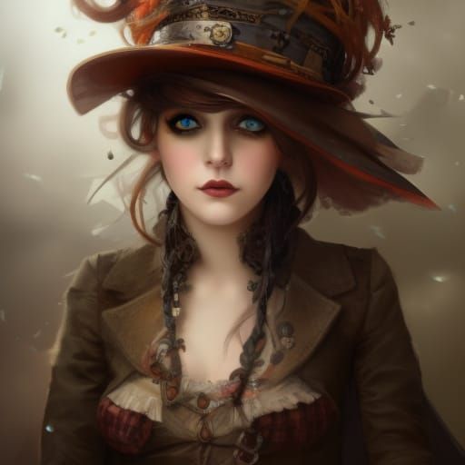 Steampunk Mad Hatter Portrait with Heterochromia