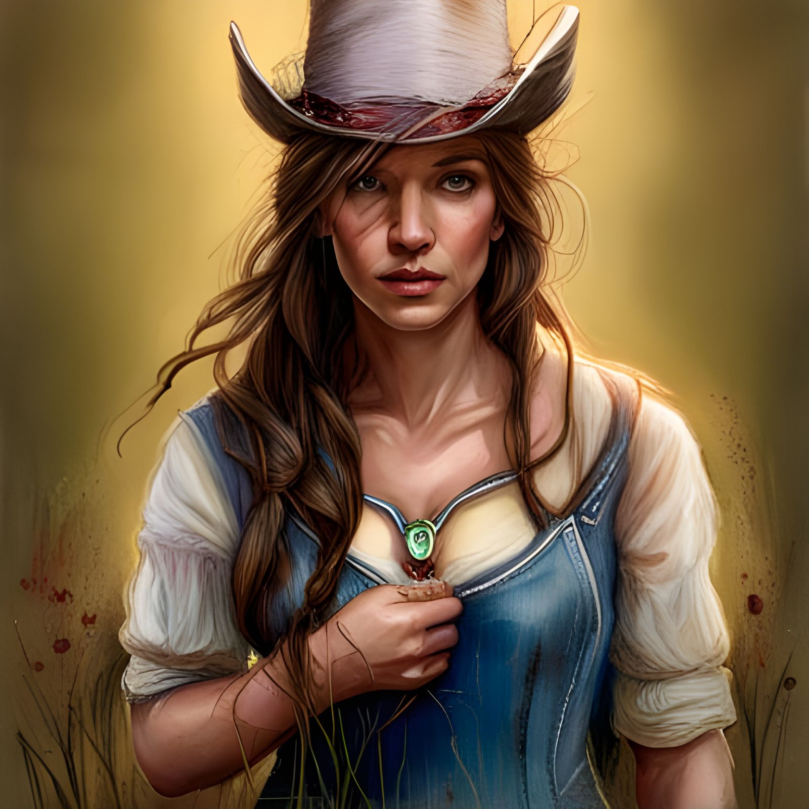 Cowgirl Belle Portrait in Surrealist Style