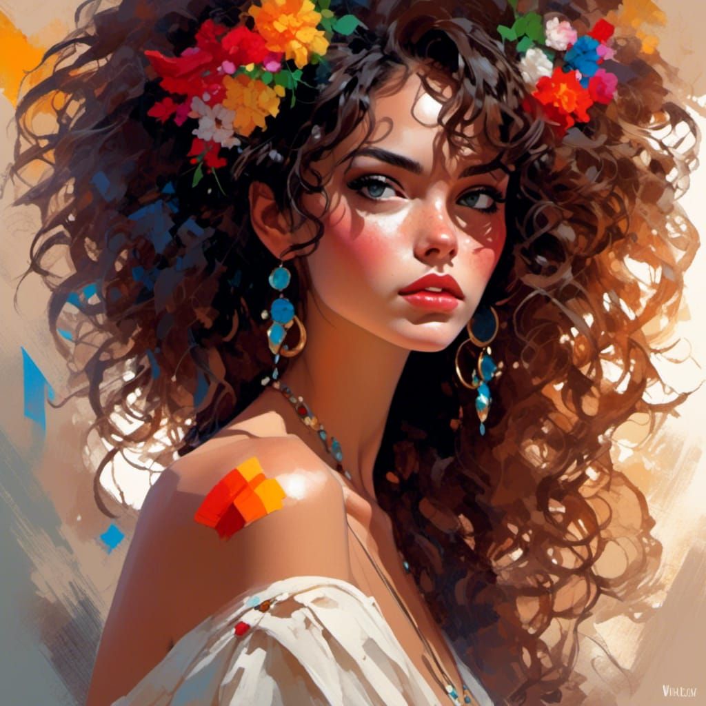 Stylish Woman: Digital Illustration in Brooks & Wada Style