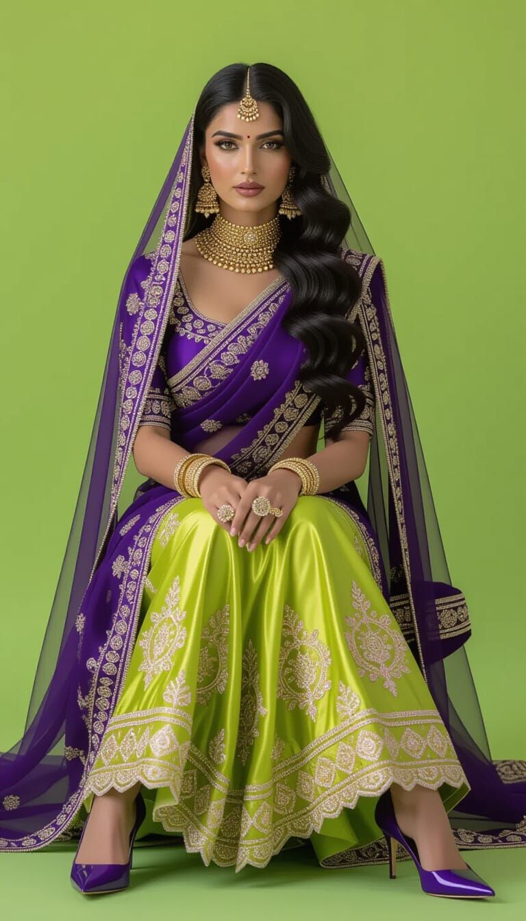 Mesmerizing Woman in Indian Jewelry and Leather Outfit