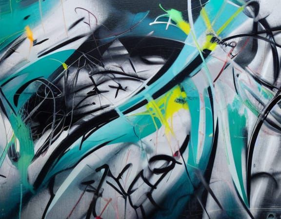Energetic Abstract Graffiti Art in Futura Style