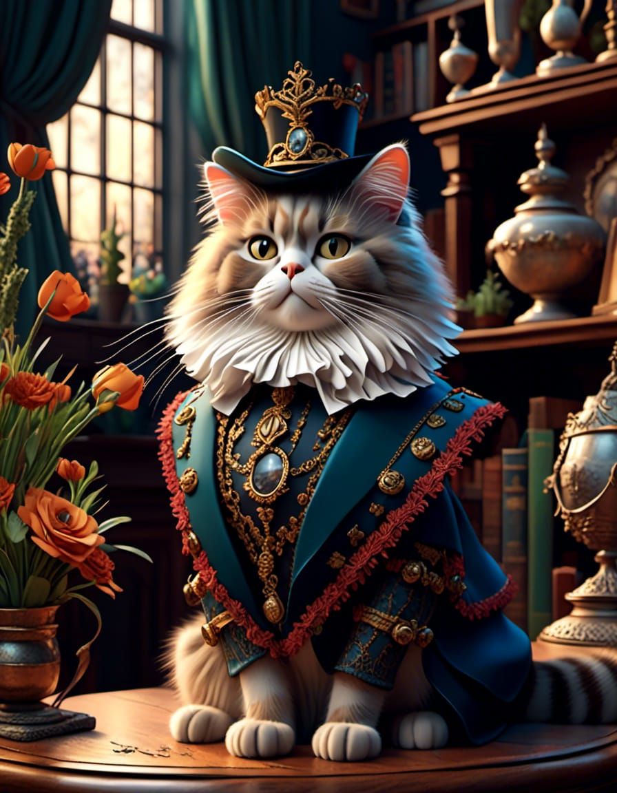 Cat as Henry VIII in Vector Art Style