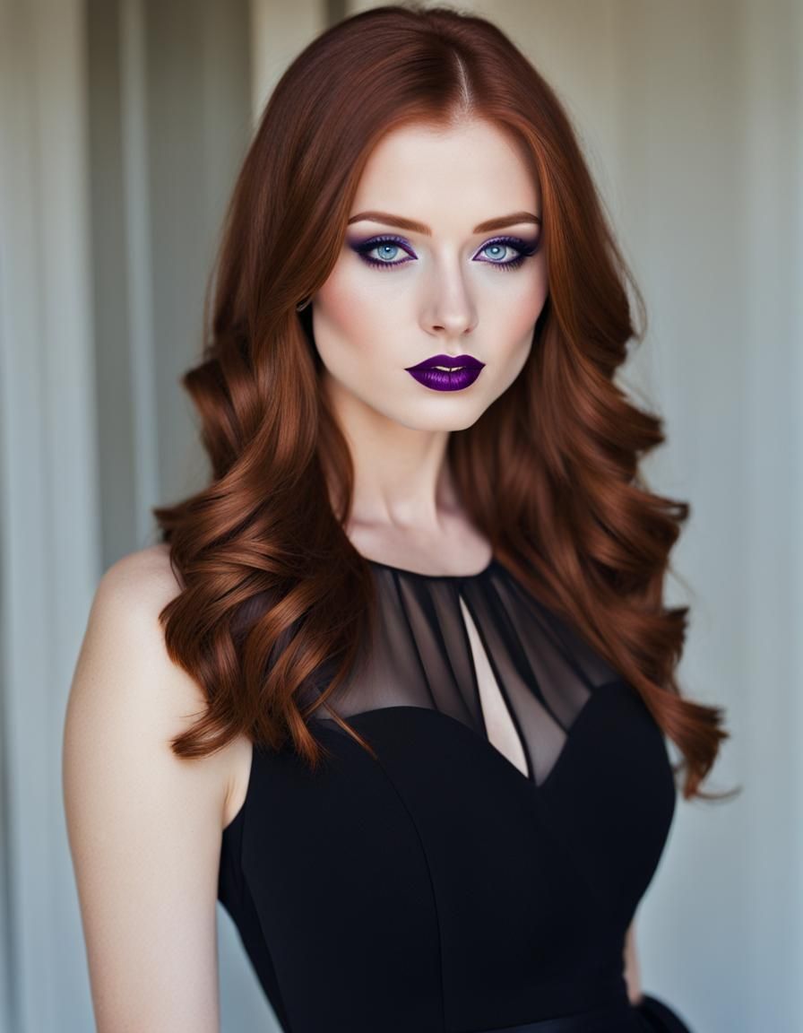 Redhead with Purple Lipstick