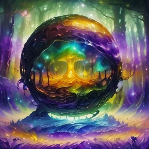 Ethereal Woman in Mystical Forest: Surreal Oil Painting