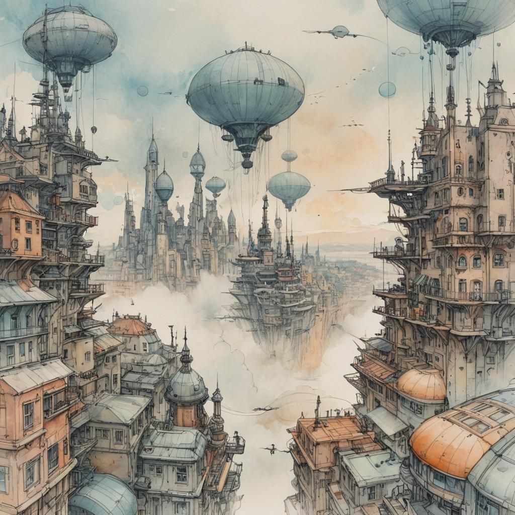 Dieselpunk futuristic city