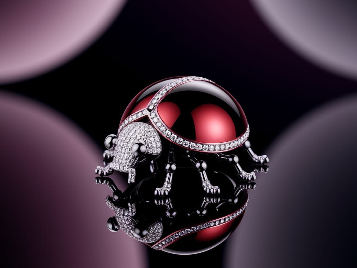 Luxurious Jewel-Encrusted Ladybug in Metallic Splendor