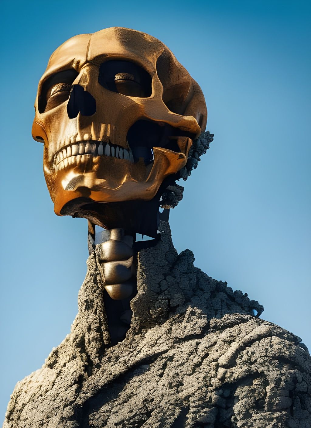 Colorful Skull Sculpture in Borderlands Style