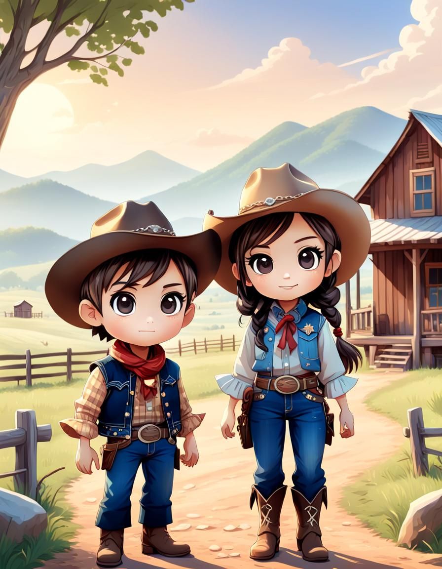 Charming Chibi Cowboy and Cowgirl in Tennessee