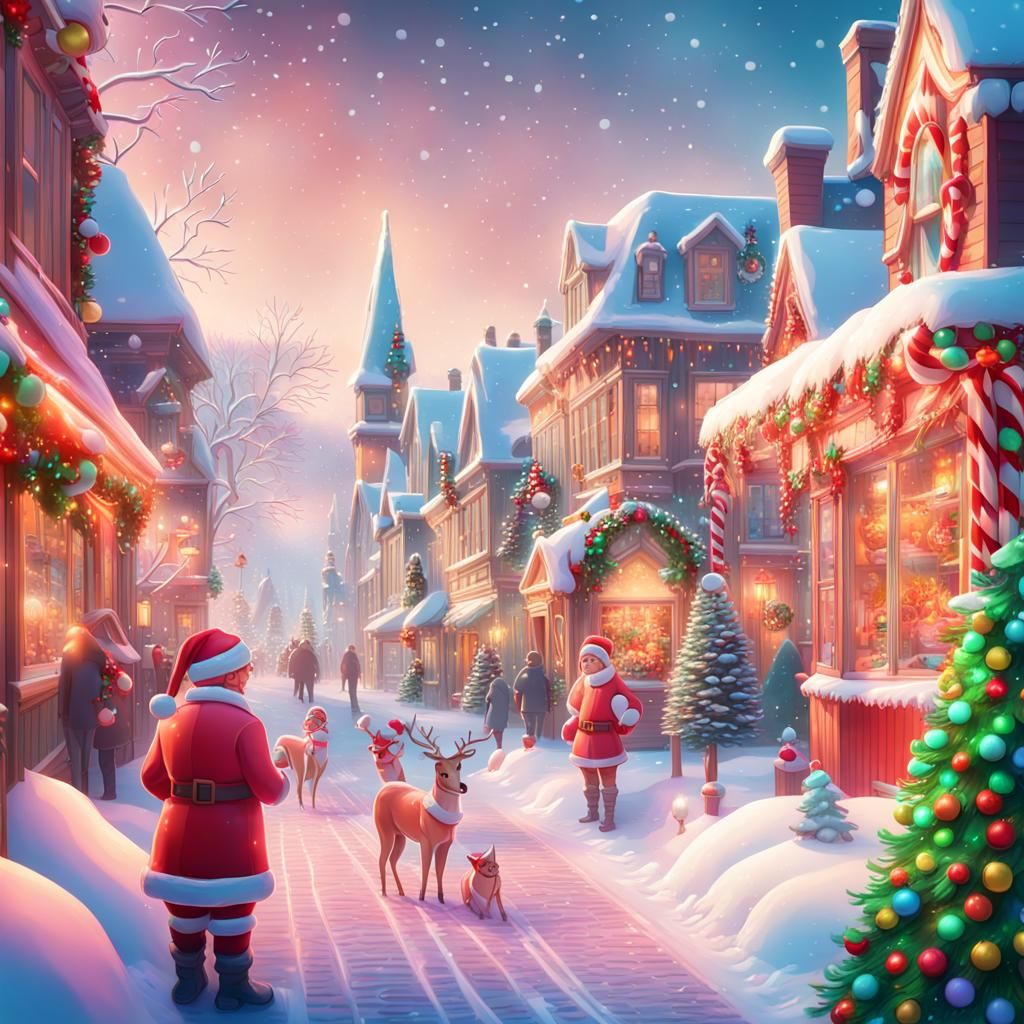Magical Christmas Wonderland in Candy Art Style