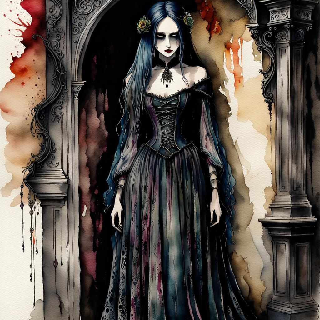 Sinister Gothic Figure in Watercolor